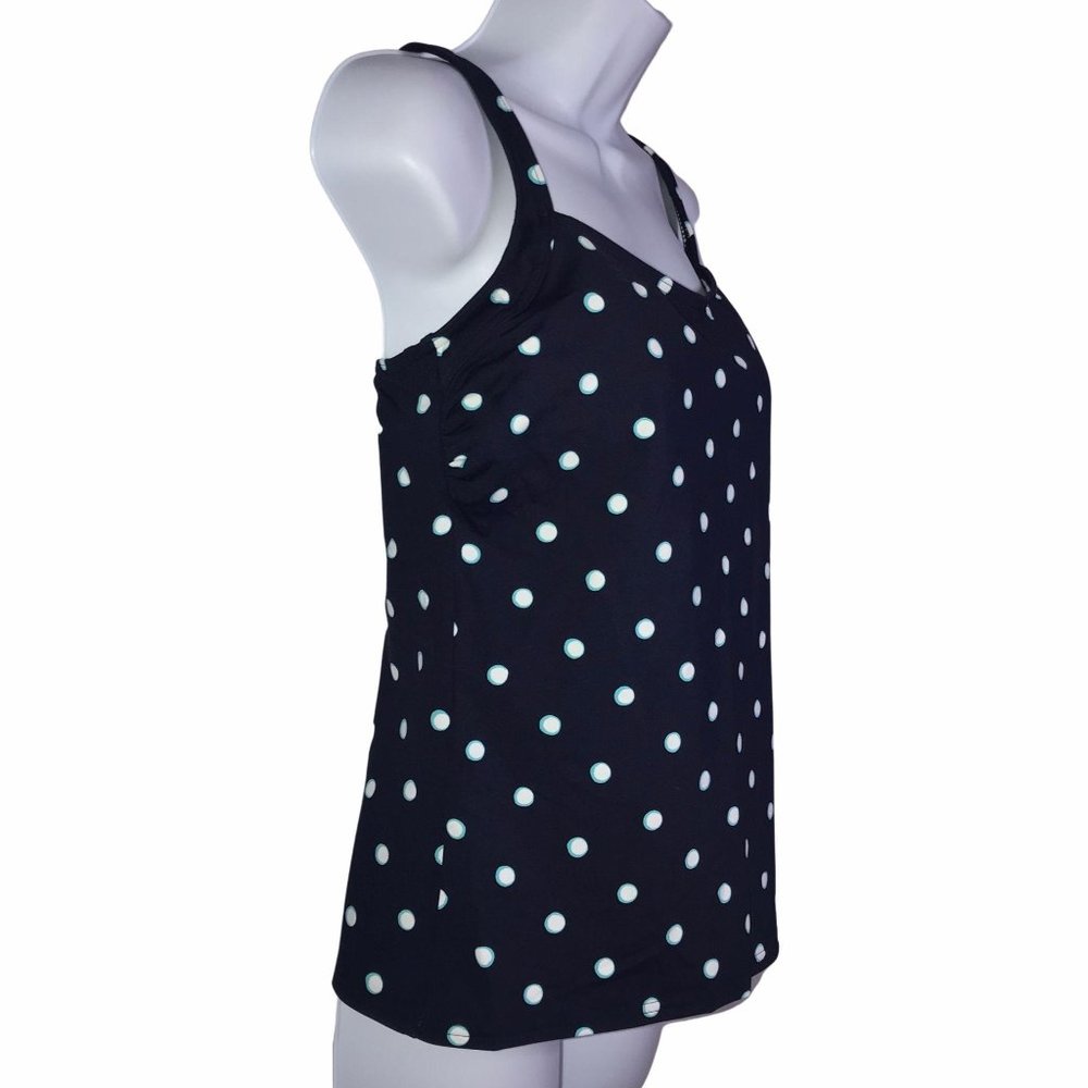 Lands' End Blue Polka Dot Lined Tankini Top 6L - Picture 4 of 8